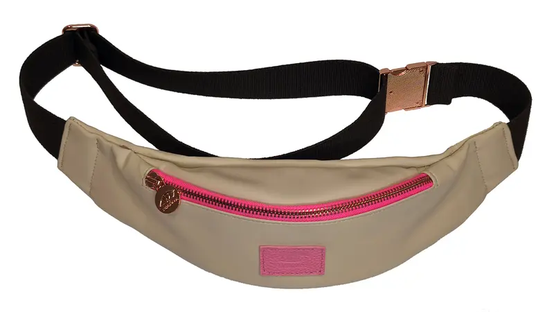 Riñonera Mini Bío-Material – Beige & Pink Neon