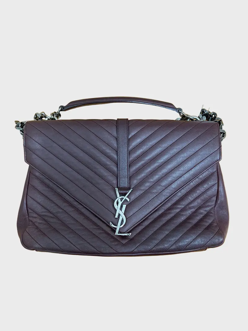 Saint Laurent College Large 2WAY Bag Bordeaux Chevron Leather