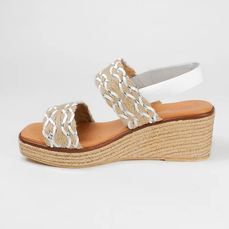 Sandalias con cuña de esparto Sahara (Blanco)