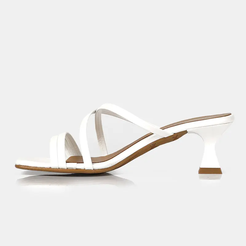 Sandalias con tiras tacón blanco Penélope