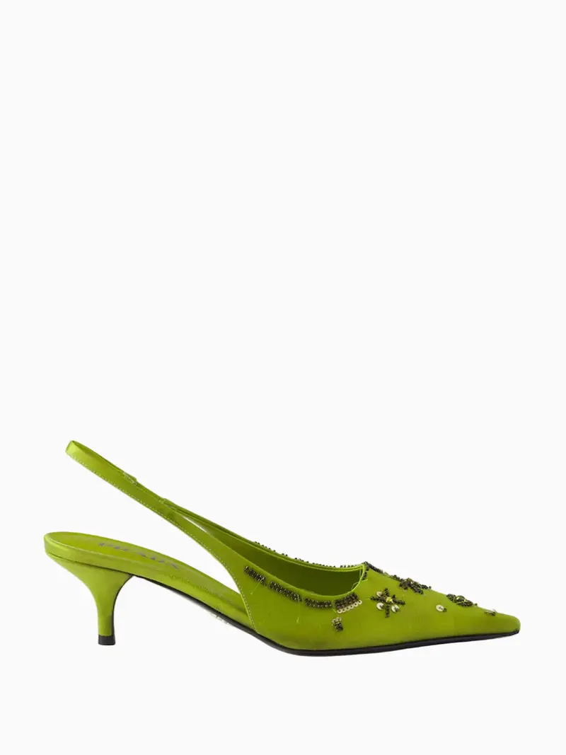 Satin slingback pumps