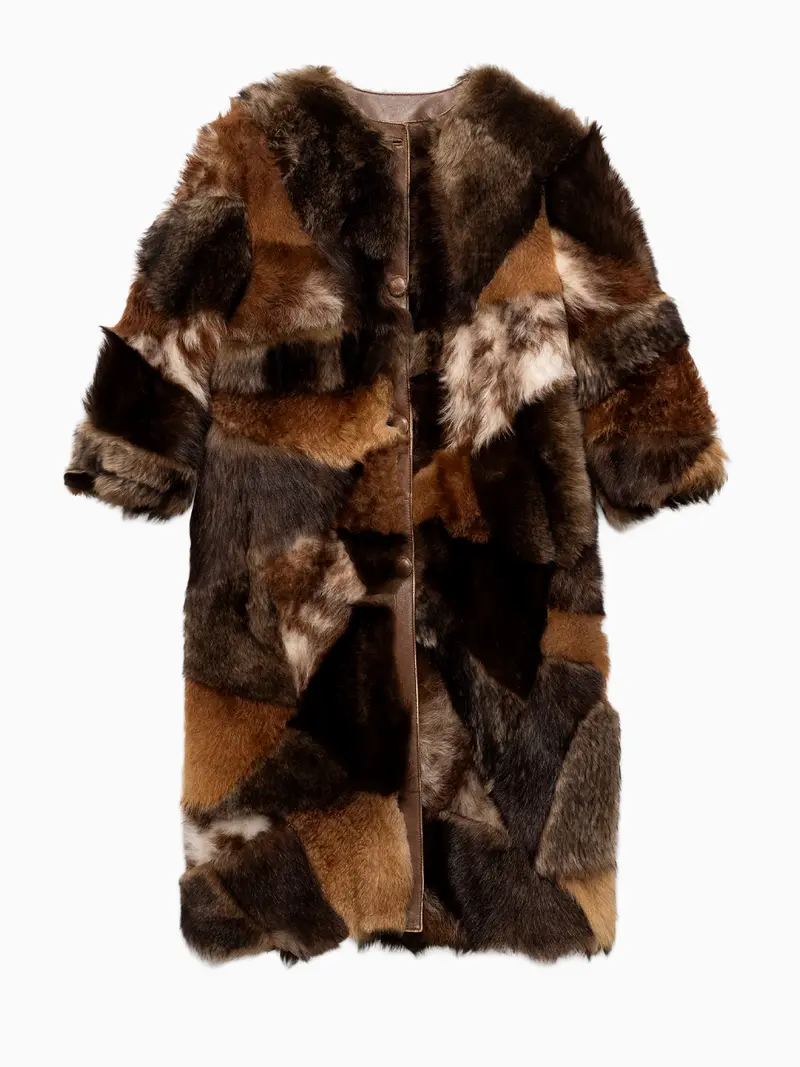 Shearling patch coat