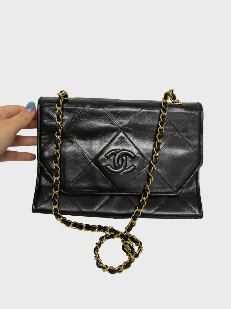 Single Flap Vintage negra cadena