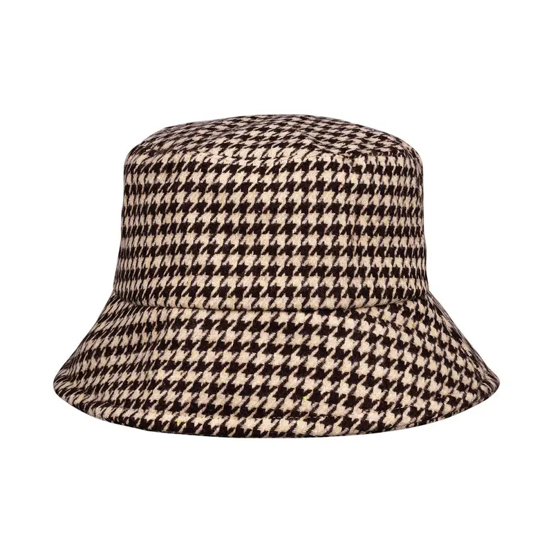 Sombrero de pescador a cuadros beige y chocolate talla ajustable