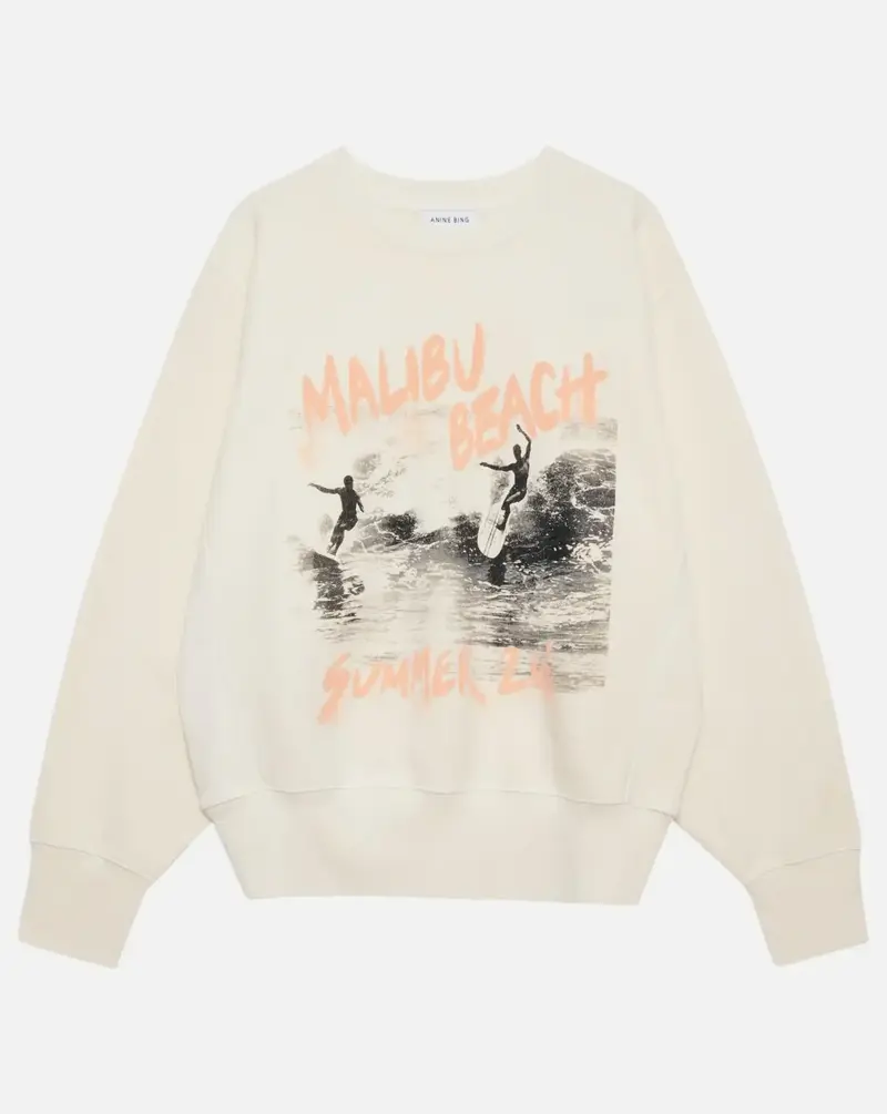 Sudadera Anine Bing HARRY SHRUNKEN SWEATSHIRT SURFER - WASHED BUTTERCREAM