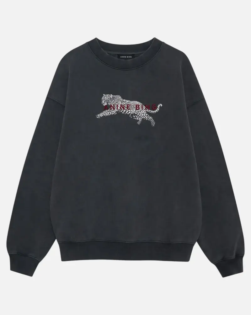 Sudadera Anine Bing SPENCER SWEATSHIRT LEOPARD - WASHED BLACK