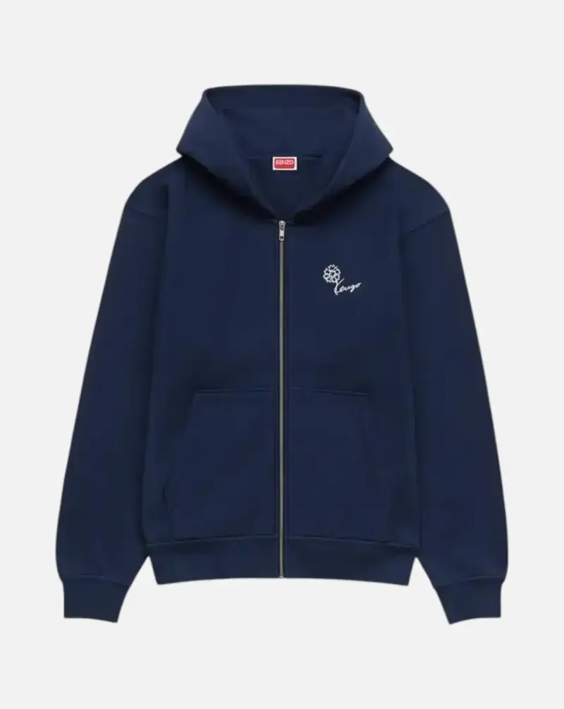 Sudadera con capucha y cremallera de algodón bordada 'KENZO Tulip'