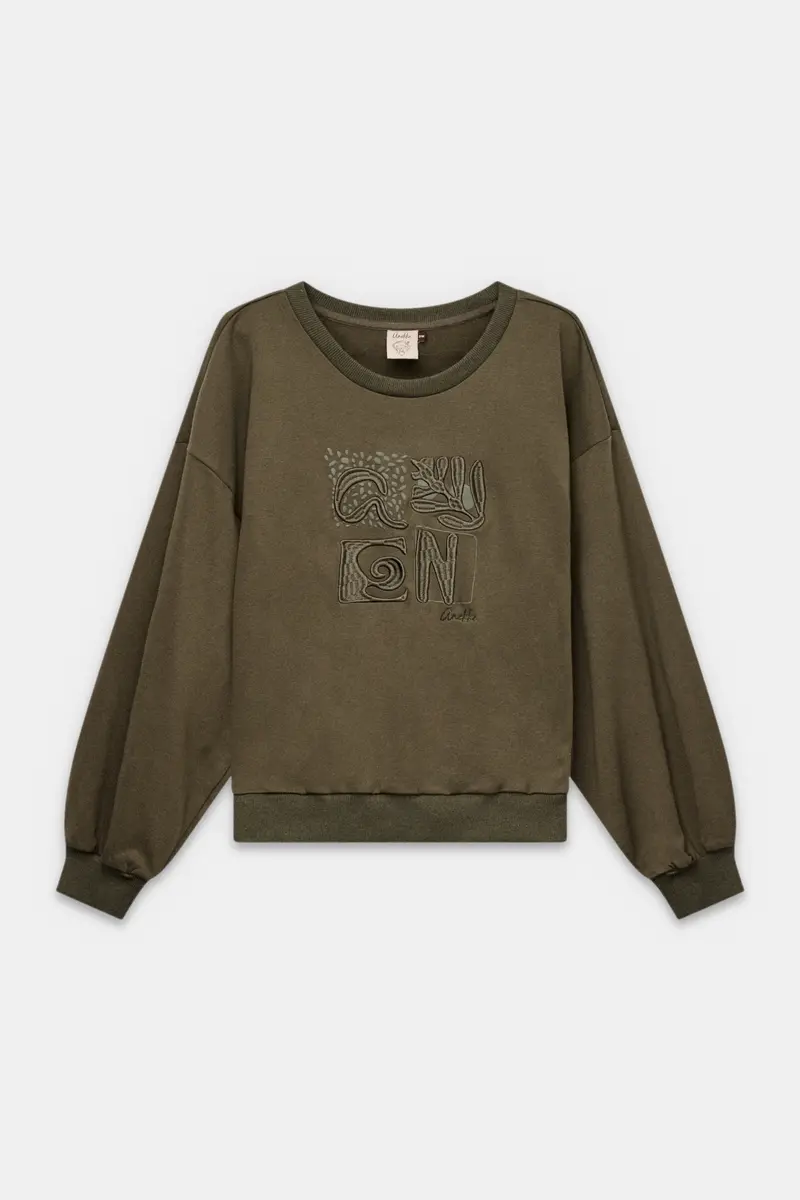 Sudadera de manga larga verde militar