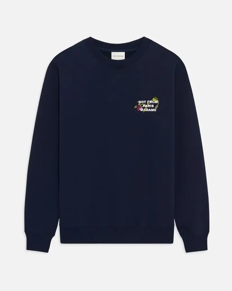 Sudadera Drole de Monsieur Vine Embroidered Slogan Sweatshirt