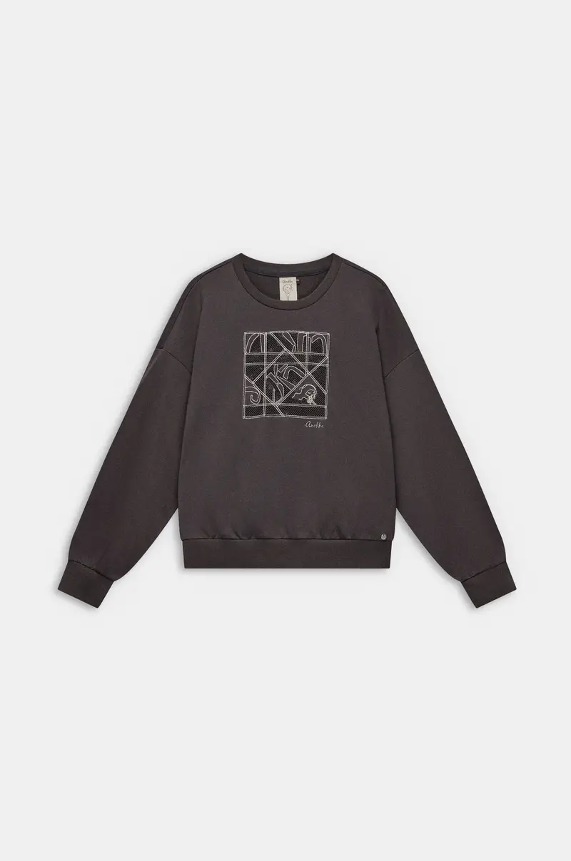 Sudadera gris con ilustración frontal