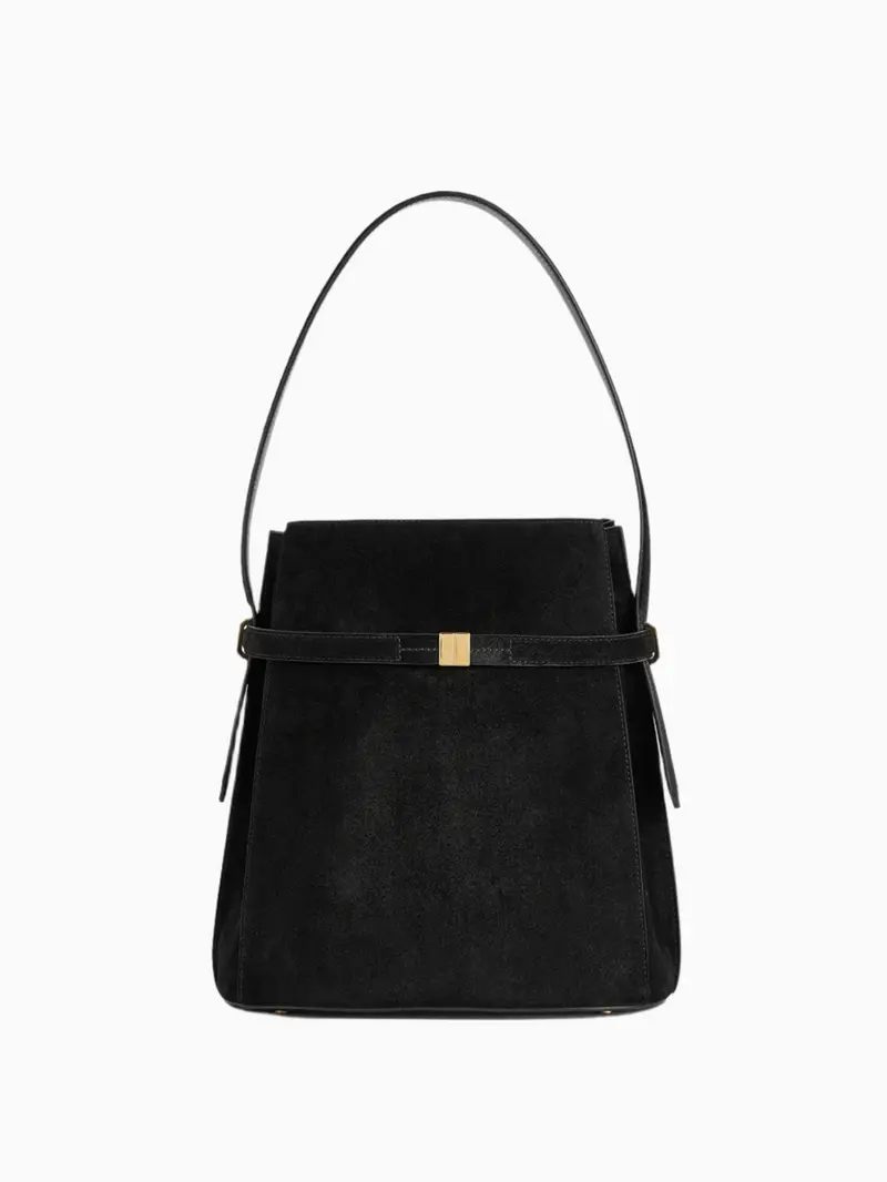 Suede bucket bag