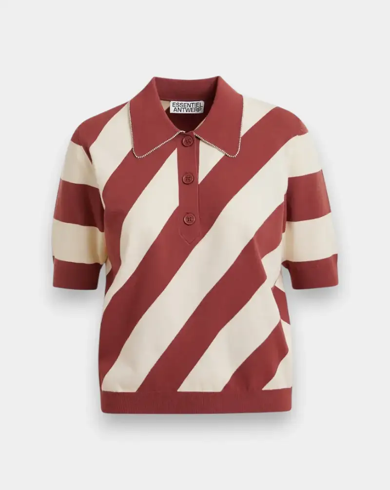 Top Essentiel Antwerp Joram Striped Knit Polo