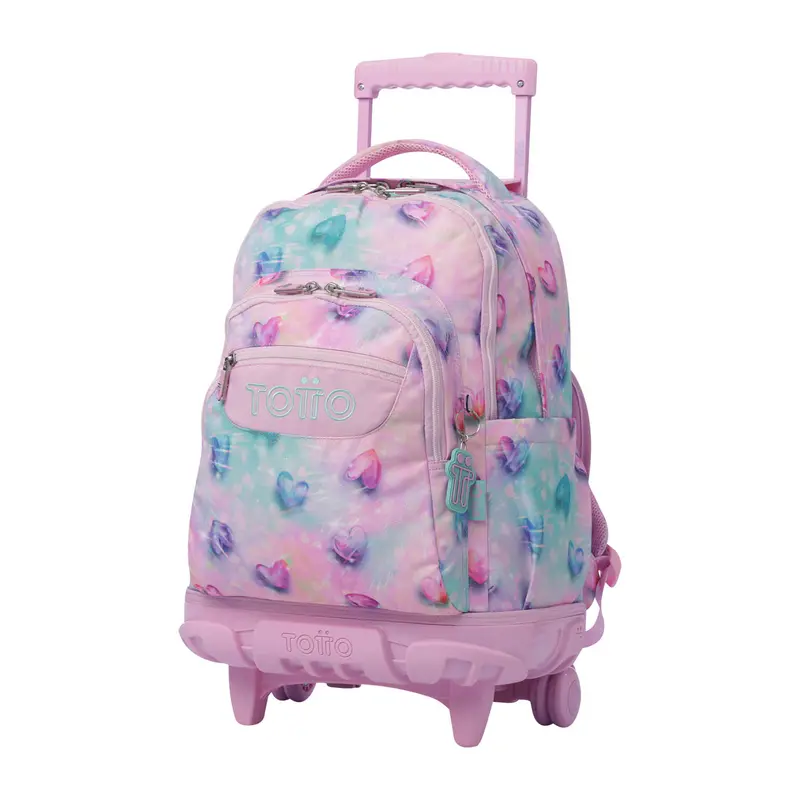TOTTO Mochila escolar con ruedas Renglones - 1KB Shiny Heart