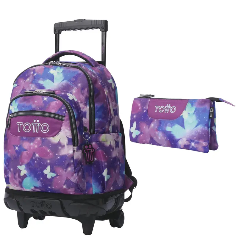TOTTO Mochila escolar con ruedas Renglones + Estuche Tablero - 5Q6 Star Butterfly