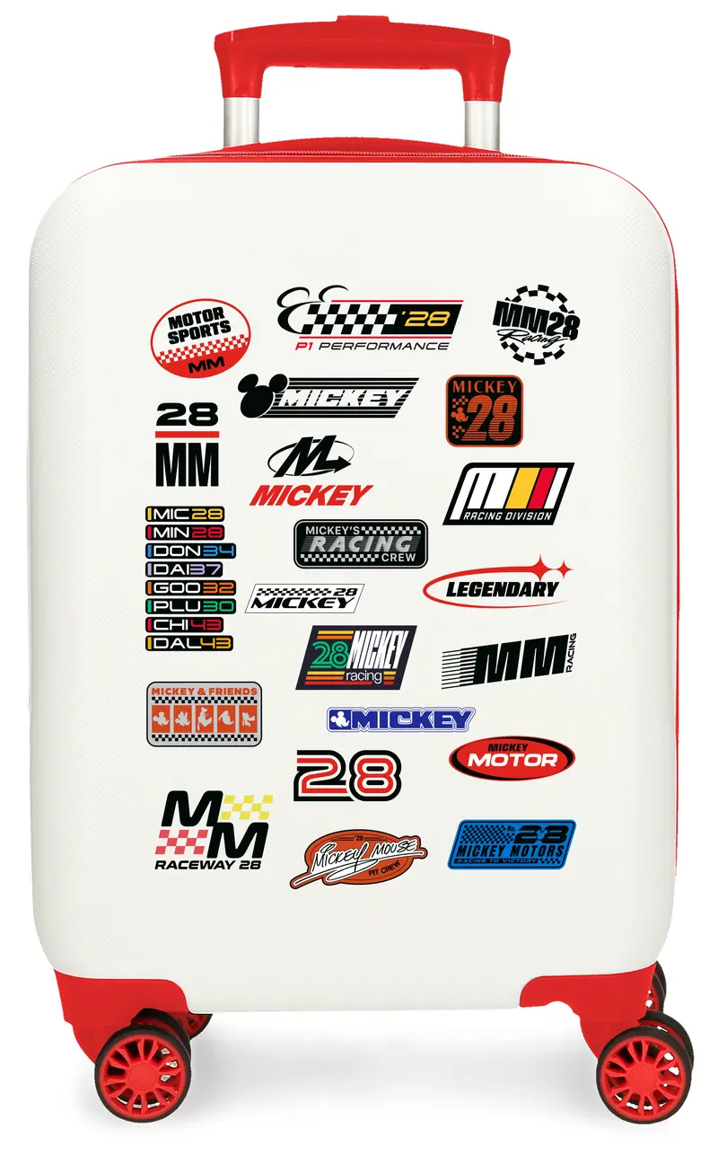 TROLLEY ABS 50CM.4R. MICKEY MM28 RACING BLANCO-ROJO