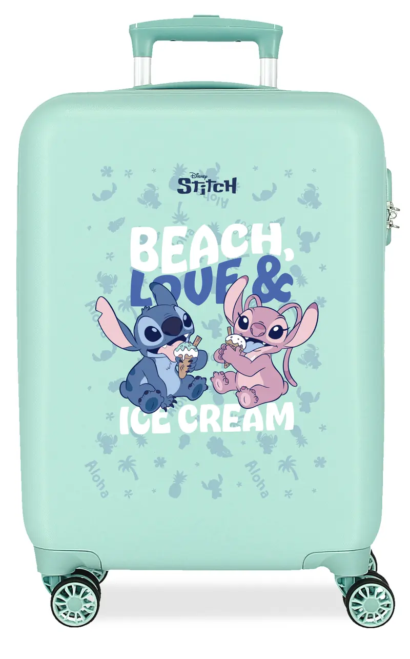 TROLLEY ABS 55CM.4R. STITCH BEACH&LOVE TURQUESA AZUL