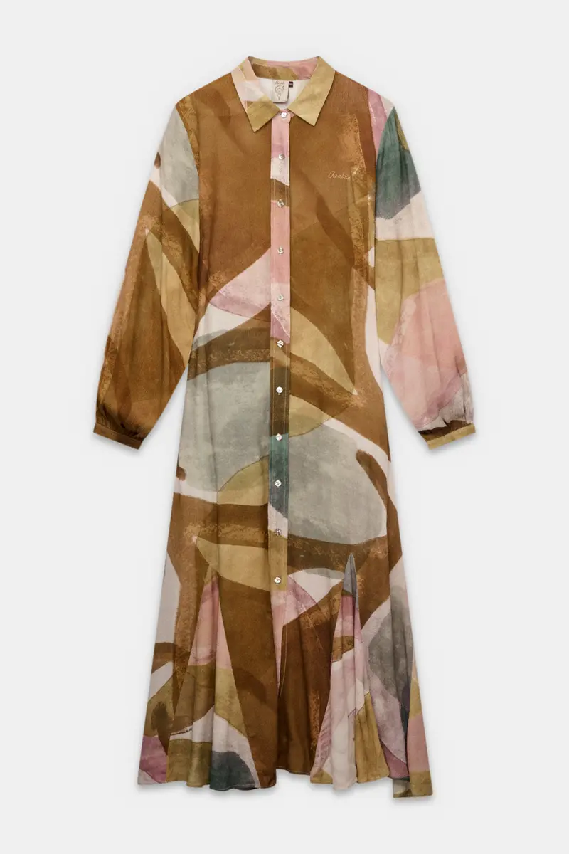 Vestido de manga larga midi