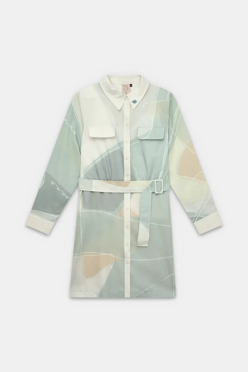 Vestido de manga larga verde