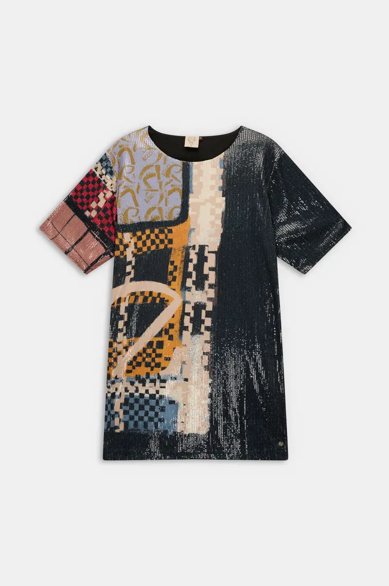 Vestido estampado de lentejuelas negro