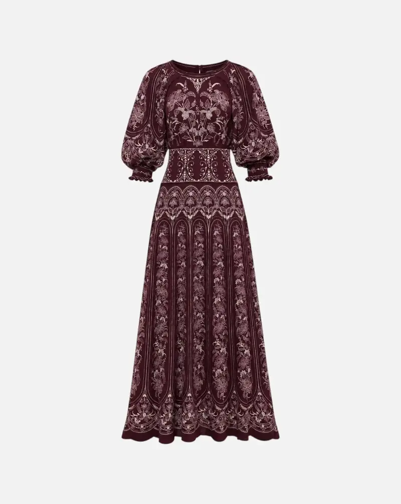 Vestido Farm Rio Liz Burgundy Maxi Dress