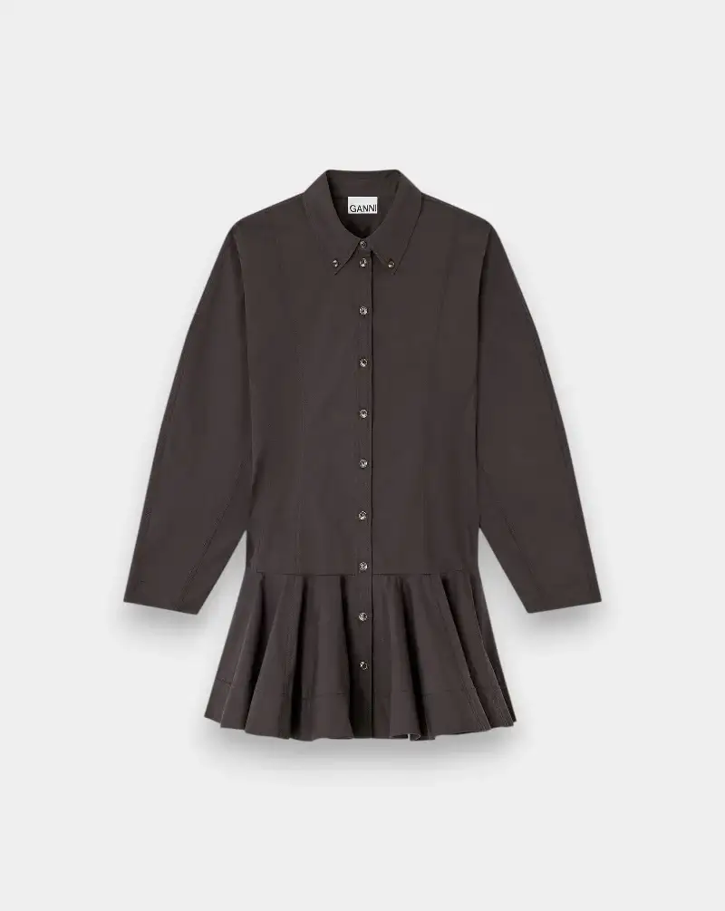 Vestido Ganni Stretch Cotton Buttoned Mini Dress