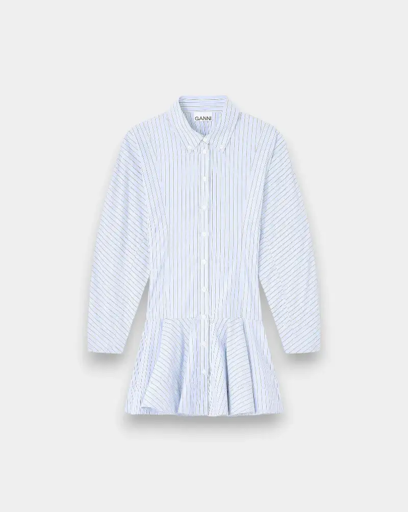 Vestido Ganni Stripe Cotton Buttoned Mini Dress