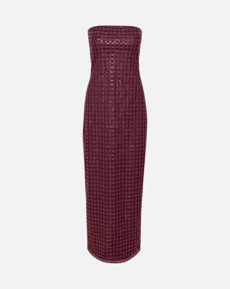 Vestido Rotate Beaded Maxi Tube Dress