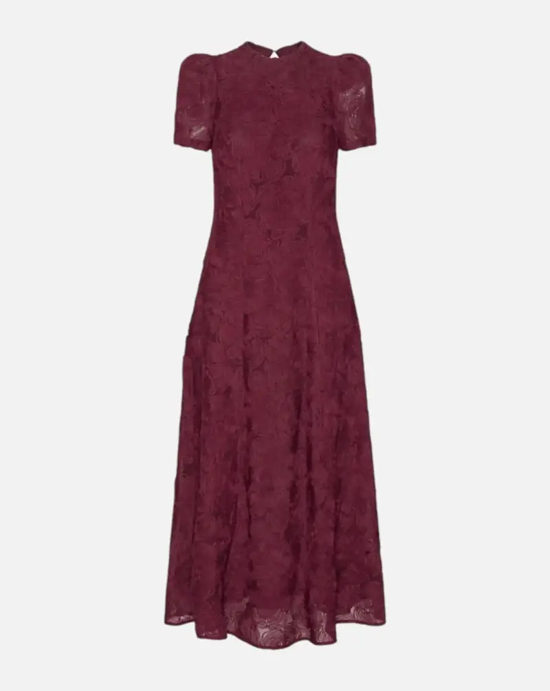Vestido Rotate Flower Mesh Flared Dress