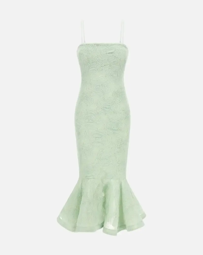 Vestido Rotate Flower Mesh Flounce Dress