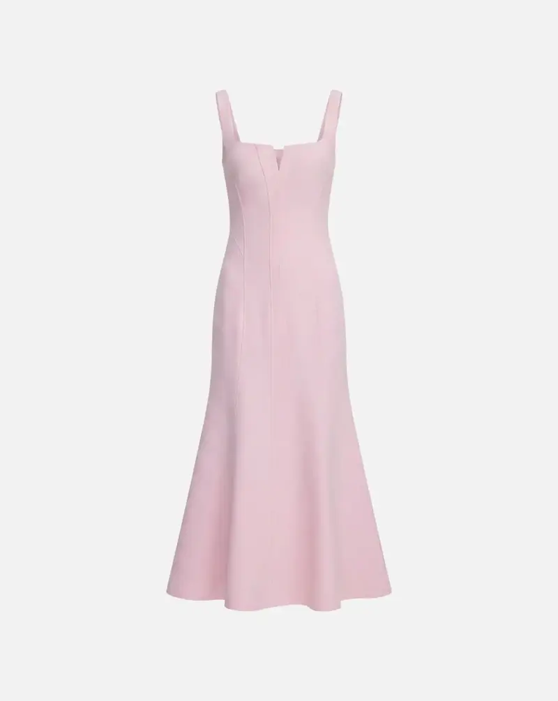 Vestido Self Portrait Pink Crepe Midi Dress