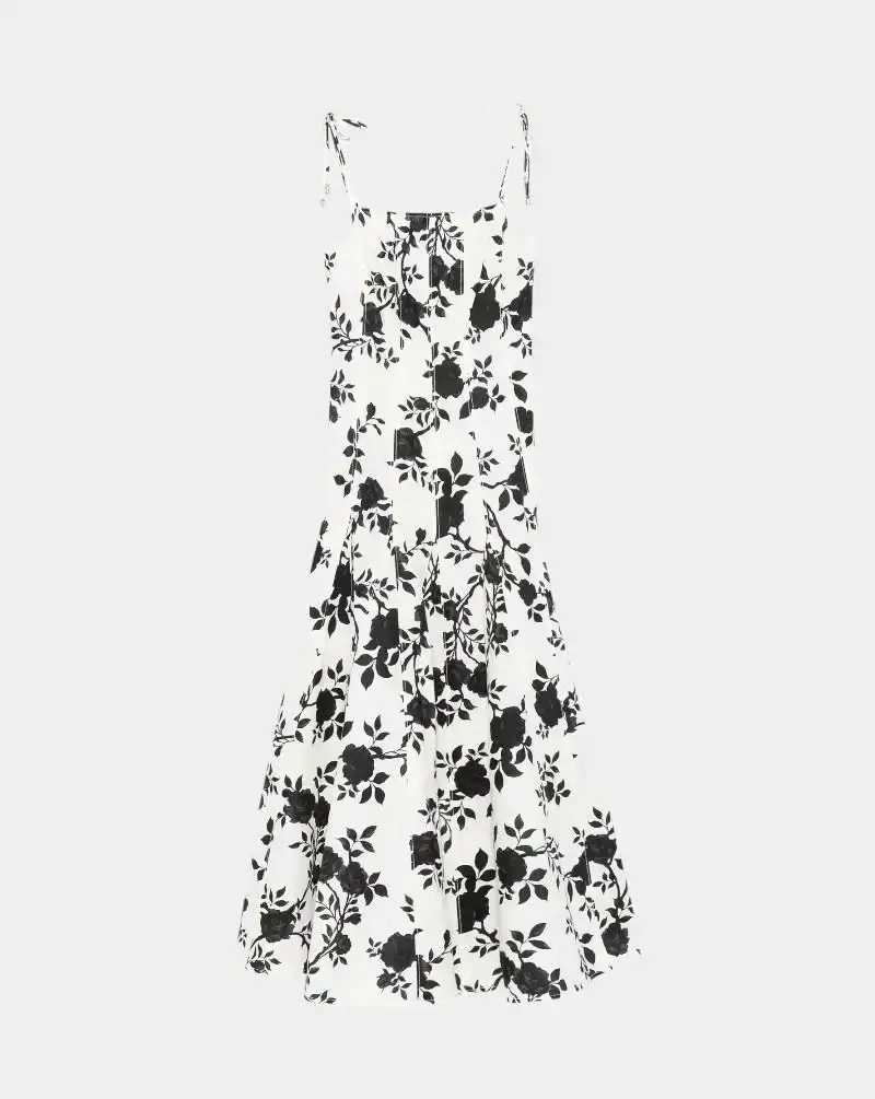 Vestido Self Portrait Print Linen