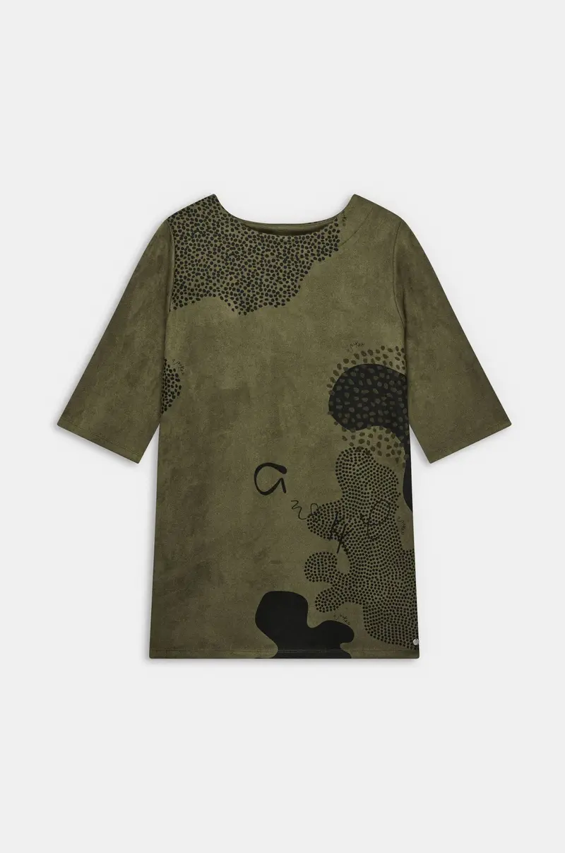 Vestido verde recto estampado