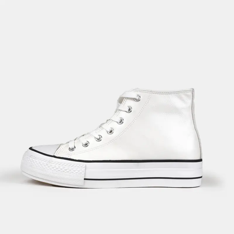 Zapatillas alta con cordones de PU blancas Constance