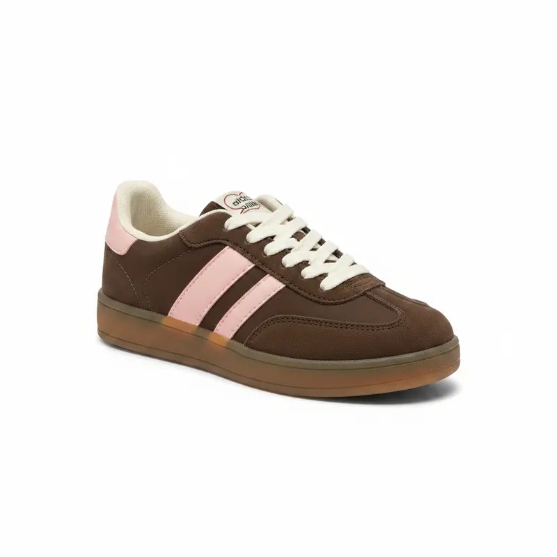 Zapatillas deportivas mujer chocolate y rosa