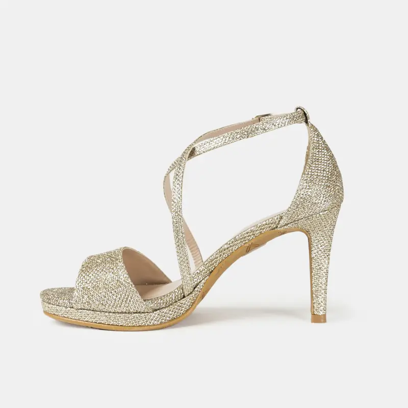 Zapato de fiesta con tacón para mujer dorado Marta