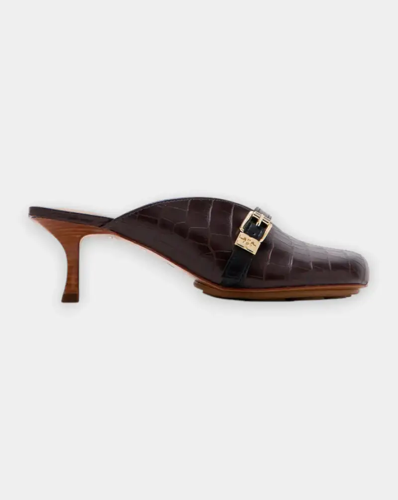 Zapatos Ganni Sue Heeled Mule Croco