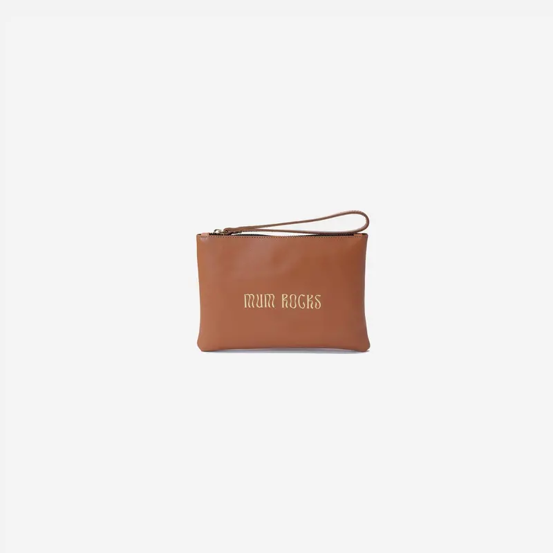 Zipper "Mum Rocks" Cognac